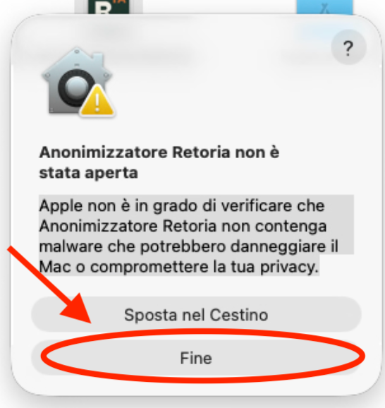 macOS warning that the app was not opened, with Done highlighted