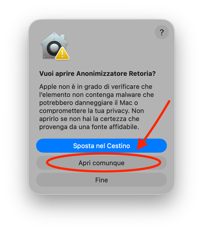 Final confirmation dialog with Open Anyway