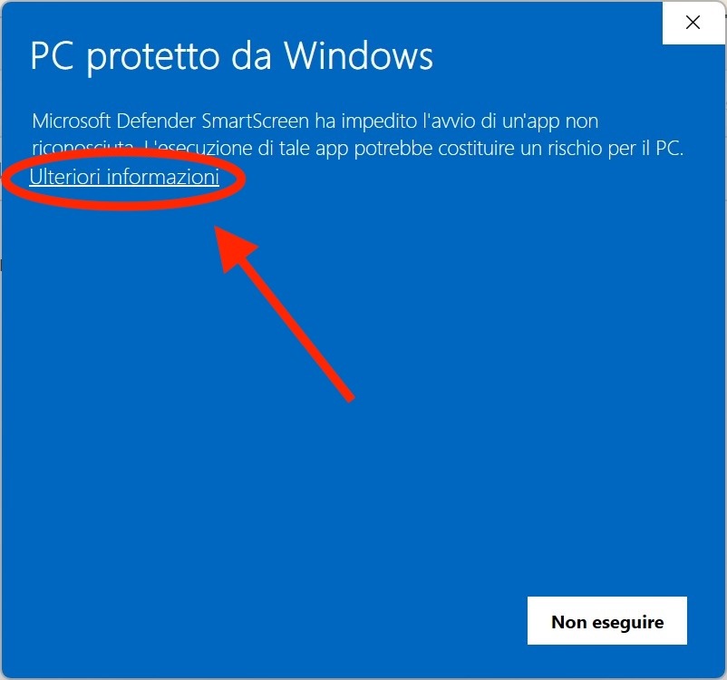 Microsoft Defender SmartScreen screen with More info highlighted