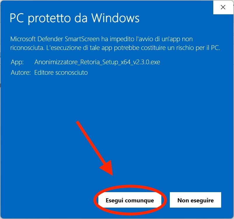 Microsoft Defender SmartScreen screen with Run anyway highlighted